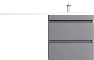 Тумба с раковиной Style Line Даллас Леон 120 R Люкс Plus подвесная, серая матовая, для стиральной машины