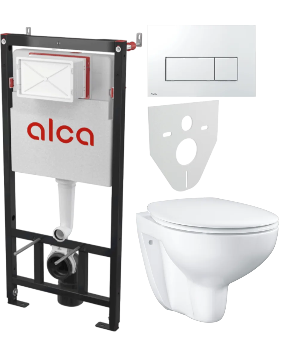 Комплект 2 в 1 Унитаз подвесной Grohe Bau Ceramic 39351000 + Инсталляция с кнопкой AlcaPlast AM101/1120-4:1 RU M571-0001 цвет хром глянец