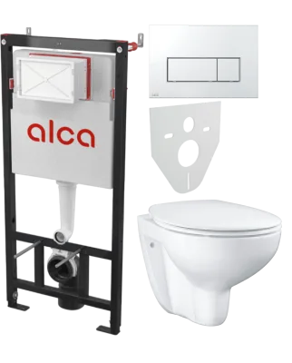 Комплект 2 в 1 Унитаз подвесной Grohe Bau Ceramic 39351000 + Инсталляция с кнопкой AlcaPlast AM101/1120-4:1 RU M571-0001 цвет хром глянец