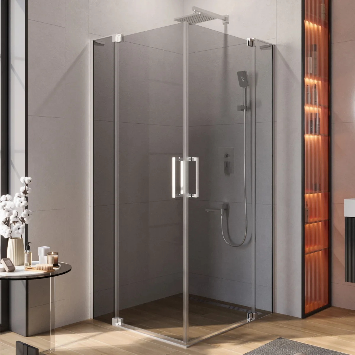 Душевой уголок Cezares Движение (Slider) AH 2 70/80-90/100 Grigio Cr профиль хром, стекло серое