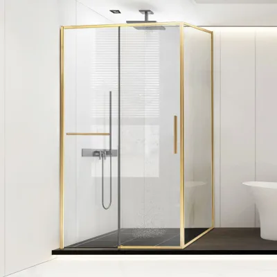 Душевой уголок Vincea Slim Soft VSR-1SS8011CLG 110х80, профиль брашированное золото, стекло прозрачное