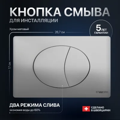 Кнопка смыва для инсталляции STWORKI 230823 пластик, цвет матовый хром