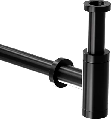 Сифон для раковины SantiLine SL-115 32 мм, бутылочный, глянцевый черный