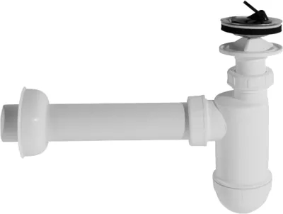 Сифон для раковины AlcaPlast A410 (AG210512432) 32 мм, бутылочный, глянцевый белый, с пробкой
