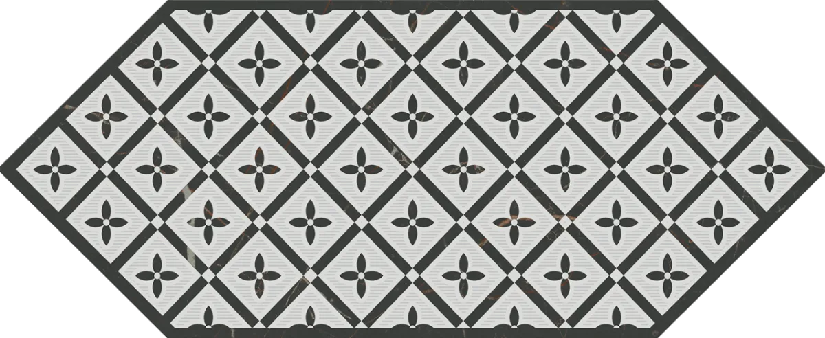 Декор KERAMA MARAZZI Келуш 5 глянцевый, 14х34 черно-белый