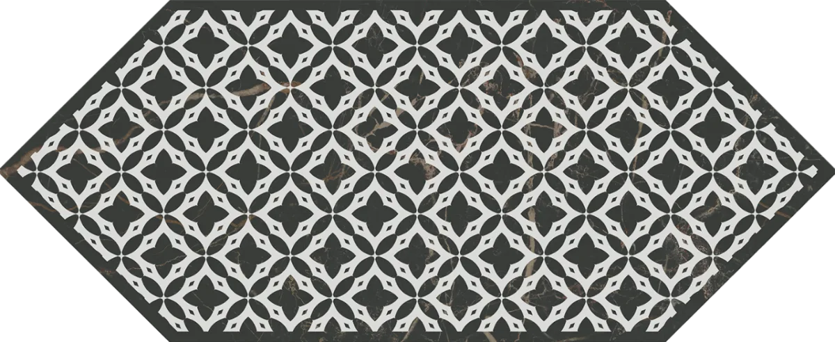 Декор KERAMA MARAZZI Келуш 1 глянцевый, 14х34 черно-белый