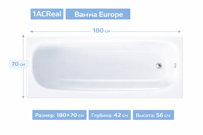 Ванна Europe 180х70 1ACReal