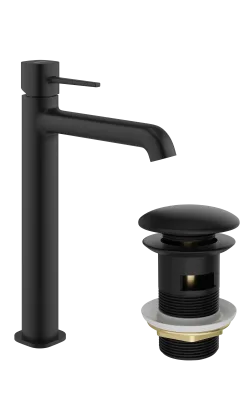 Смеситель для раковины STWORKI Эстерсунд S31020BK + донный клапан SW-001BK черный матовый