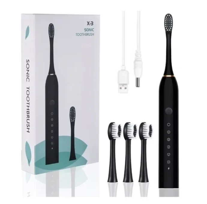 Электро щётка Sonic toothbrush X-3 в наборе из 4 насадок, 6 режимов