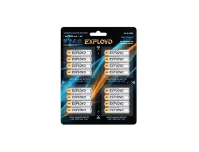 NEW Батарейка AA Exployd LR6-16BL Alkaline, 1.5B, отрывные, Basic 4*4, (16/160/640), (арт.EX-B-1225)