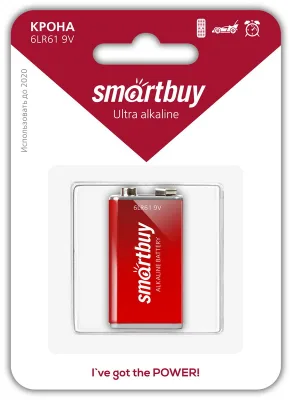 NEW Батарейка алкалиновая Крона Smartbuy 6LR61/1B (12/240) (SBBA-9V01B)
