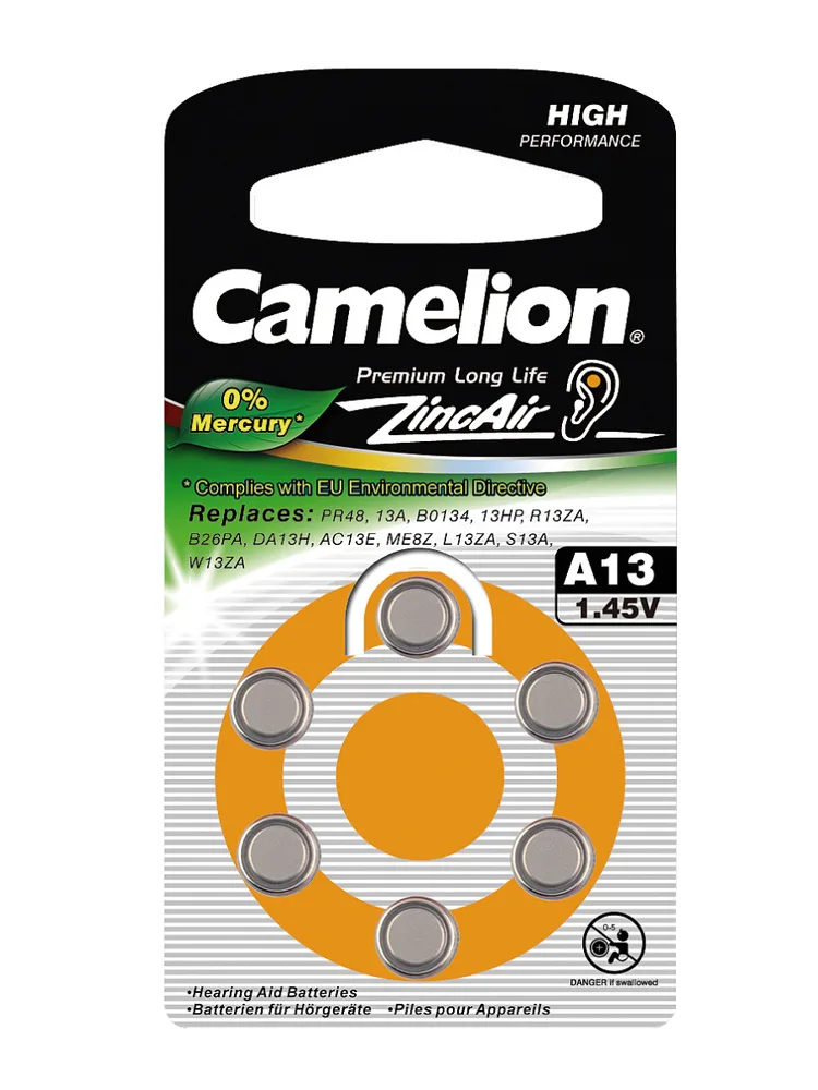 NEW Батарейка Camelion ZA13-6BL ZincAir, 1.4В, (6/60/3000)
