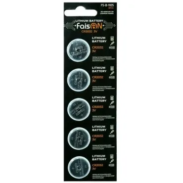 NEW Батарейка FaisON CR2032-5BL Lithium, 3.0B, (5/100/2000), (арт.FS-B-1105)