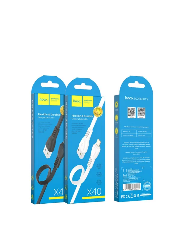 NEW Кабель USB - 8 pin HOCO X40 Noah, 1.0м, 2.4A, силикон, цвет: белый