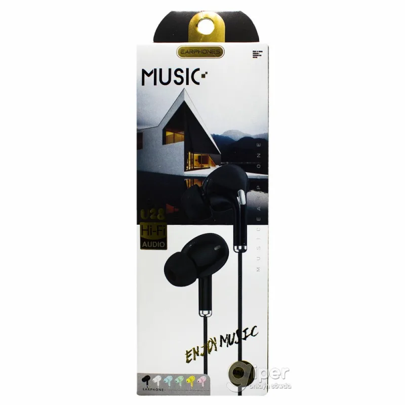 NEW Наушники вакуумные ENERGY SOUND U28-1 в коробке белый (100шт)