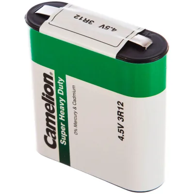 NEW Батарейка Квадрат Camelion 3R12-1P, 4.5В, цвет: зелёный, (1/12/144)