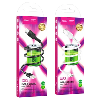 H914 Кабель USB - Type-C HOCO X83 Victory, 1.0м, круглый, 3.0A, силикон, цвет: белый