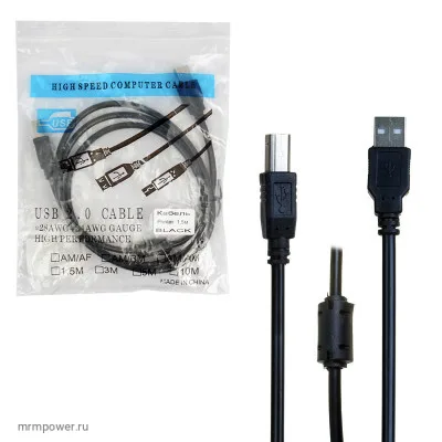NEW Кабель для принтера DL31 USB2.0 M/M с фильтром 1,5м (black) 20pcs