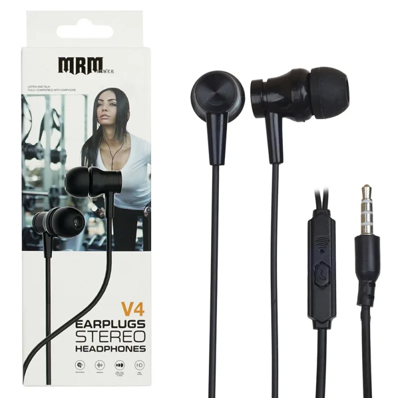 NEW Наушники проводные с микрофоном MRM V4 (Black) 10pcs