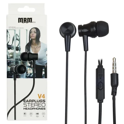 NEW Наушники проводные с микрофоном MRM V4 (Black) 10pcs