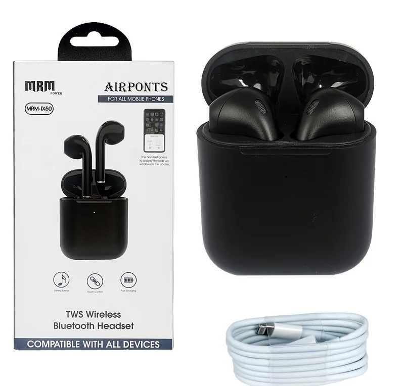 NEW Наушники беспроводные AirPonts MRM IX50 с Анимацией+Wireless (White)