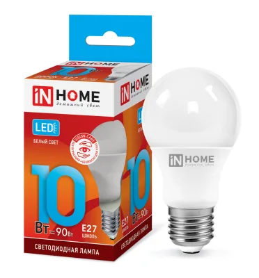 NEW Лампа диодная A60 10Вт Е27 4000К 900Лм InHome (10)