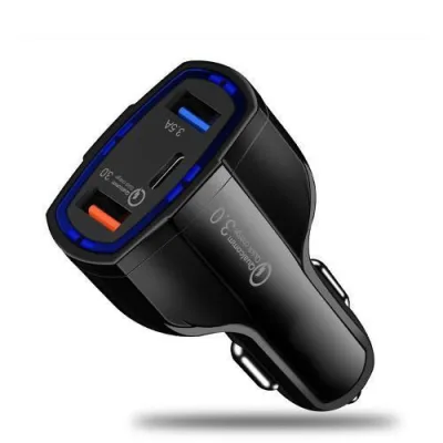 NEW Автомобильное зарядное устройство MR368A 2USB + PD Quick Charge 3.0 (Black) без упаковки (20pcs)