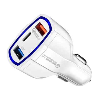 NEW Автомобильное зарядное устройство MR368A 2USB + PD Quick Charge 3.0 (White) без упаковки (20pcs)