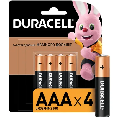Батарейка Duracell (ORIGINAL), LR03, 4BL, в коробке 48шт, класс (AAA)