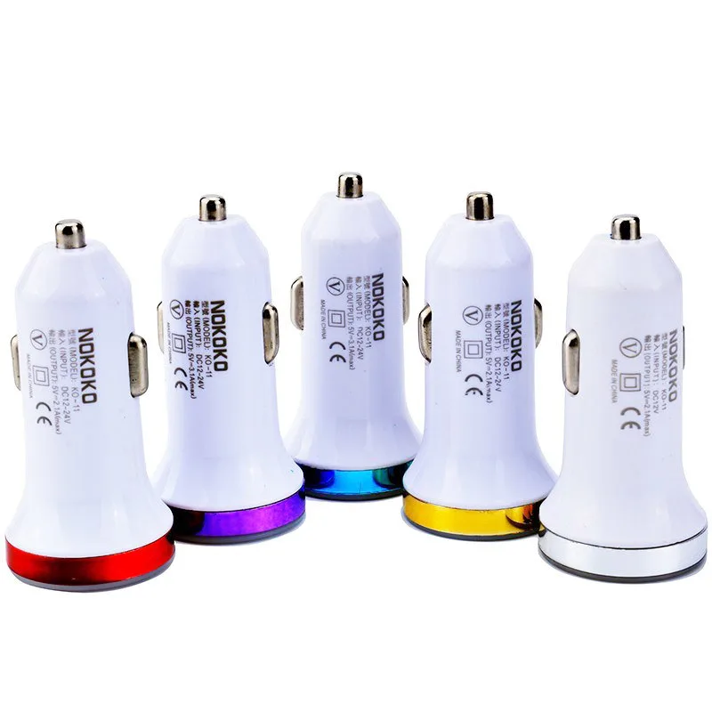 NEW Автомобильное зарядное устройство Nokoko KO11 2USB 5V/2,1A=1A (silver) 10pcs