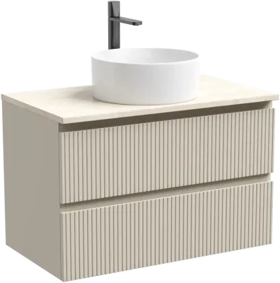 Тумба с раковиной Sancos Сноб T (Snob T) 80 матовая бежевая (beige soft), столешница креман (kreman), раковина CN6032