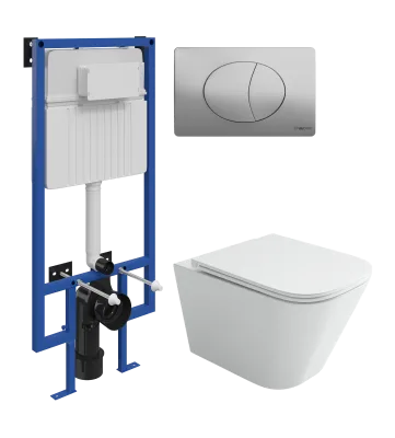Комплект 3 в 1 Унитаз подвесной Ceramicanova Союз (Union) CN4009T + Инсталляция STWORKI 510162 + Кнопка 230823 цвет матовый хром