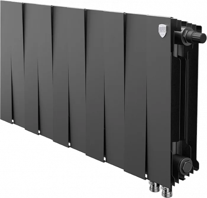 Радиатор биметаллический секционный Royal Thermo Piano Forte 300 VDR80 10 секций, дизайнерский, нижнее правое подключение, черный (noir sable)