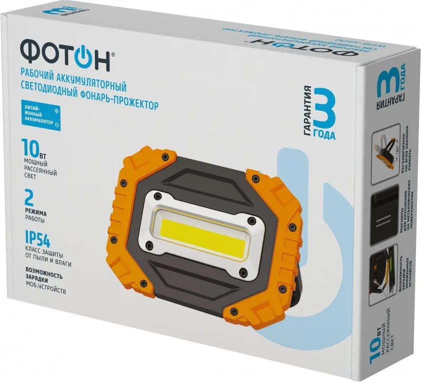 Фонарь-прожектор акк светодиодный ФОТОН WPВ-4600 (10W)