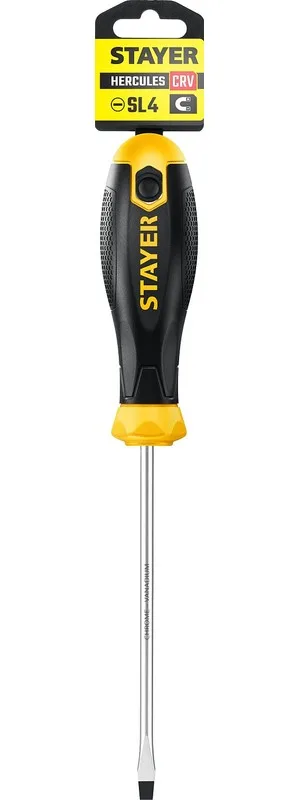 Отвертка SL4*100мм 2х-комп рукоятка, магнитный наконечник STAYER Hercules 2509-04-10