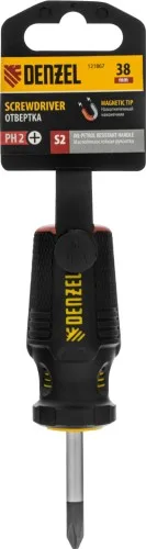 Отвертка PH2*38 мм S2 3к рукоятка Denzel 121867