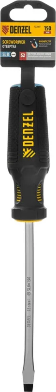 Отвертка SL8*150 мм, S2, 3к рукоятка Denzel 122007