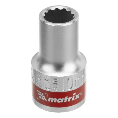 Головка торцевая 10мм 1/2" 12-гранная, CrV, под квадрат Matrix 13680