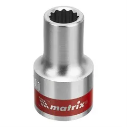 Головка торцевая, 9 мм, 12-гранная, CrV, под квадрат 1/2"", хромированная// Matrix 13678