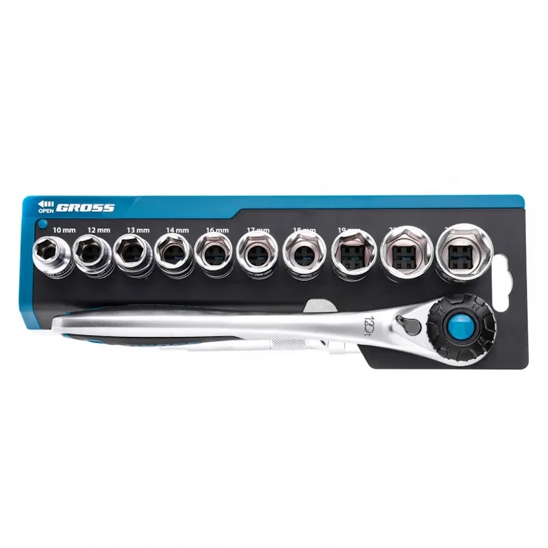 Набор торц головок трещотка (12пр) 120зуб 1/2" CrV GROSS 14138