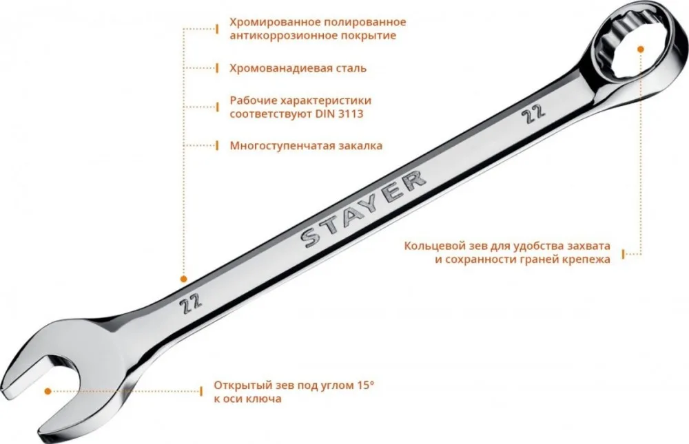 Набор комбинир. и разводных ключей 6-30мм (16пр) STAYER 27092-H16