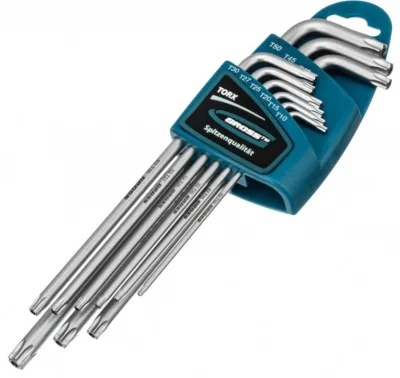 Набор ключей имбусовых TORX-TT, 9 шт: T10-T50, экстра-длин., S2, сатинирован. Gross 16408