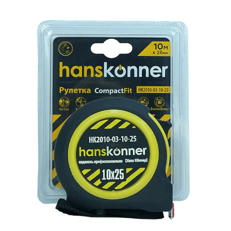 Рулетка 10м*25мм магнит Hanskonner HK2010-03-10-25