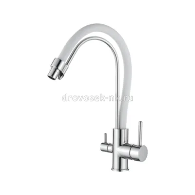 Смеситель Белый. кух. с вых. для пит. воды LEDEME L4755-3