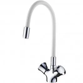 Смеситель для кухни с гибким изливом Ledeme L4022-3 белый