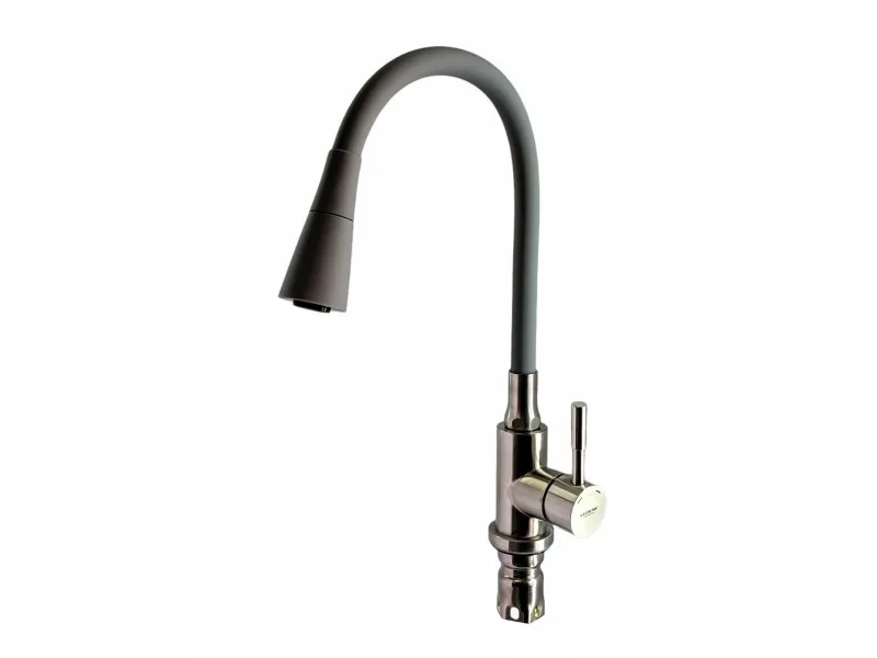 Смеситель для кухни с силиконовым изливом Серый LEDEME L74199-9