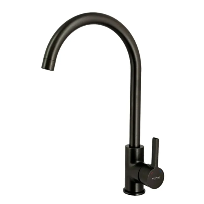 Смеситель для кухни графит с гайкой LEDEME L4299U
