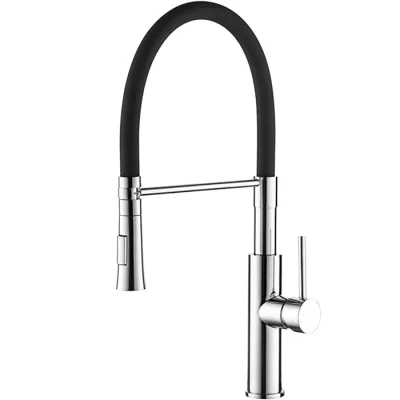 Смеситель для кухни гибкий излив черный/хром LEDEME L4097-2