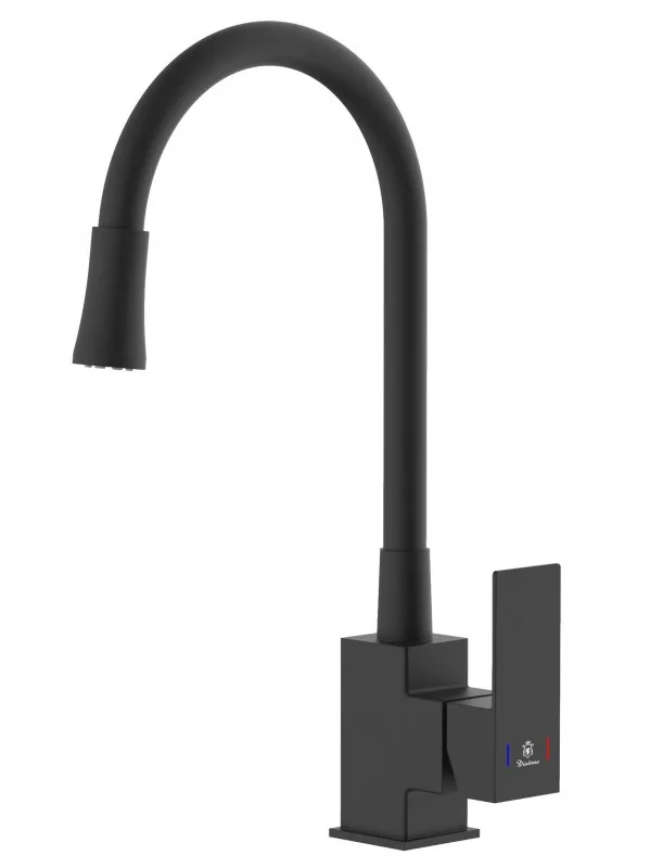 Смеситель для кухни гибкий излив, черный Diadonna D46-0011BL