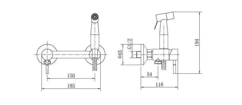 Смеситель с гигиеническим душем DIKALAN F6001 хром
